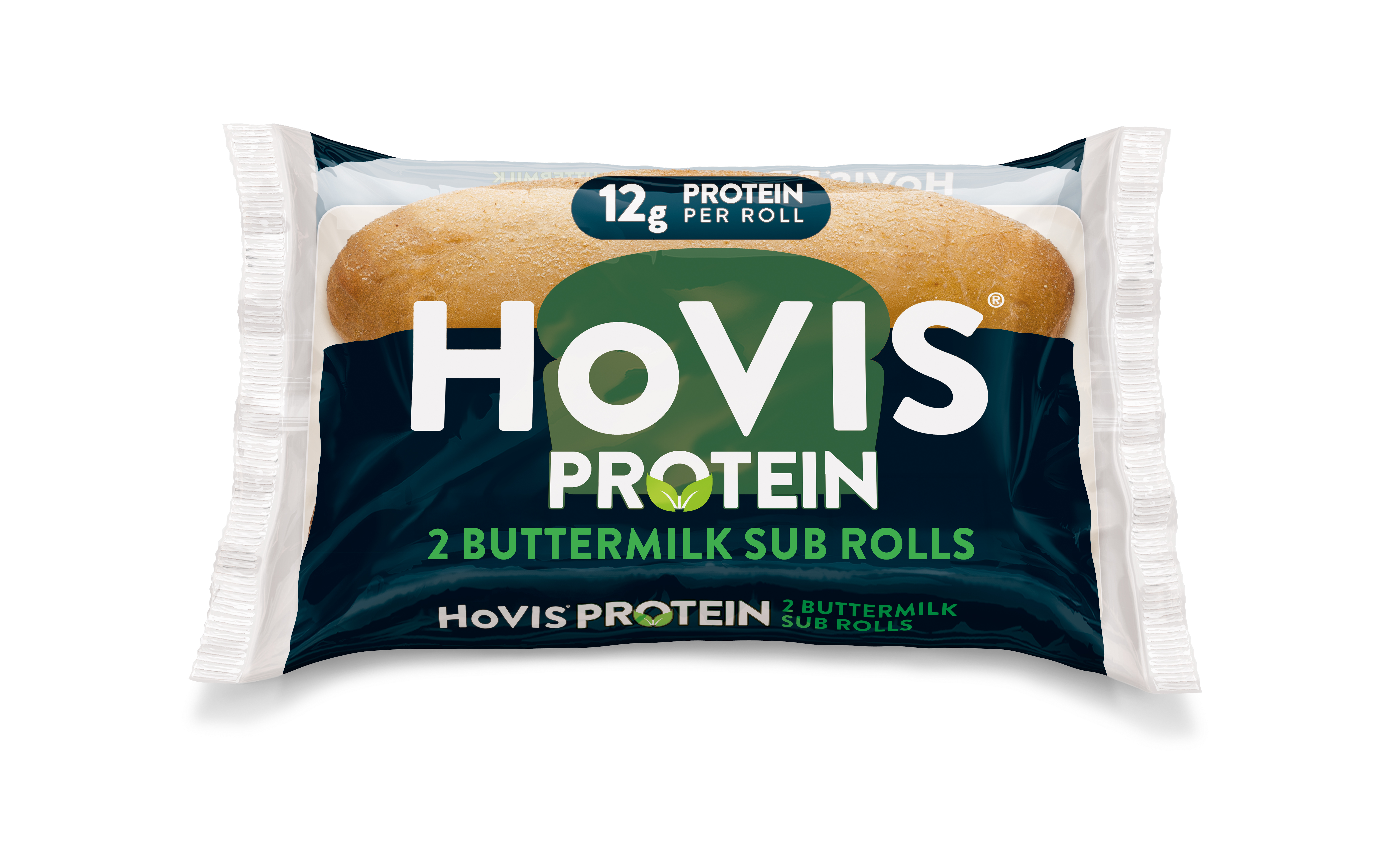 The pack shows two soft sub rolls with 12g of protein per roll and highlights “Deliciously soft and flavourful with a hint of buttermilk.” The pack sits on a white backdrop with a subtle shadow.